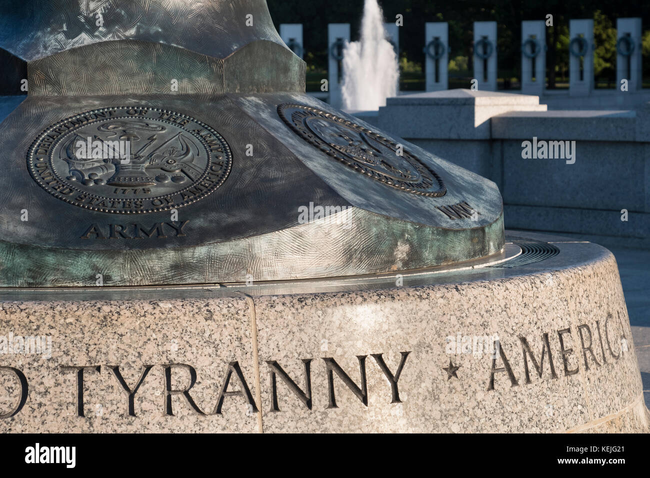 Dettaglio nazionali sulla Guerra Mondiale 2 Memorial, National Mall di Washington DC, Stati Uniti d'America Foto Stock