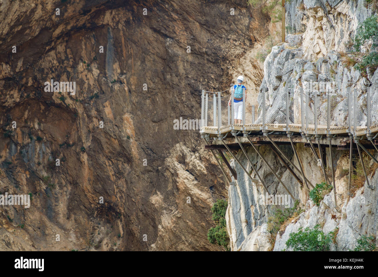 El Caminito del Rey sentiero con passeggiate turistiche Foto Stock