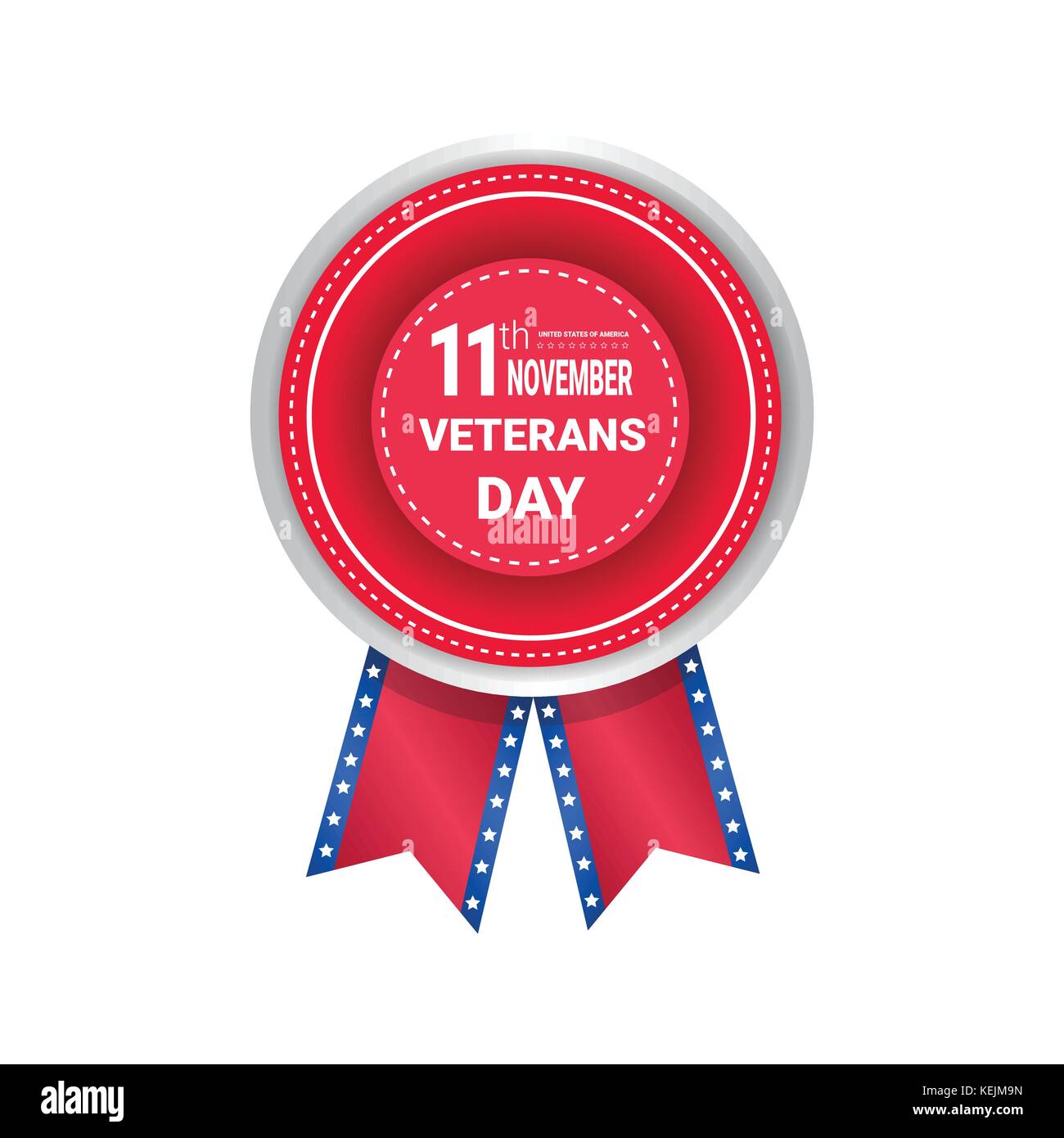 Il veterano della medaglia giorno isolato su sfondo bianco holiday badge nella bandiera degli Stati Uniti di colori Illustrazione Vettoriale