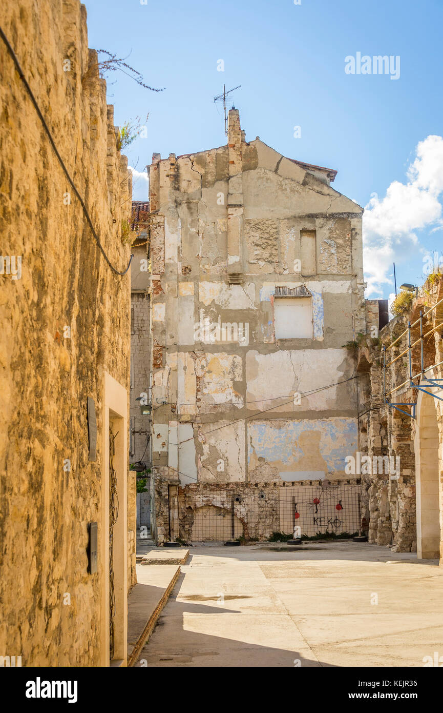 Città vecchia a Spalato, Croazia è piena di resti di epoca medievale Foto Stock