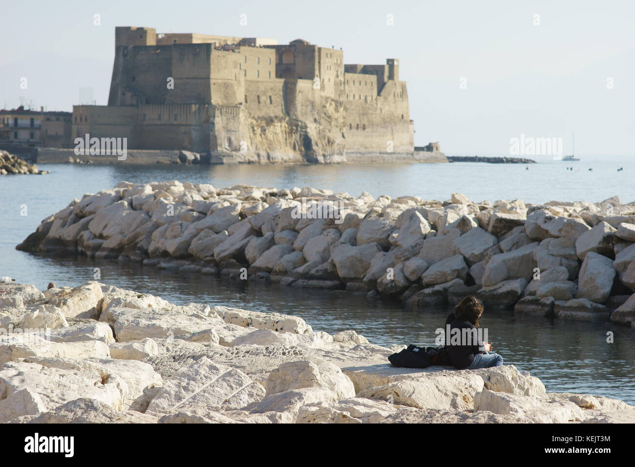 Castel dell'Ovo a Napoli, Italia Foto Stock