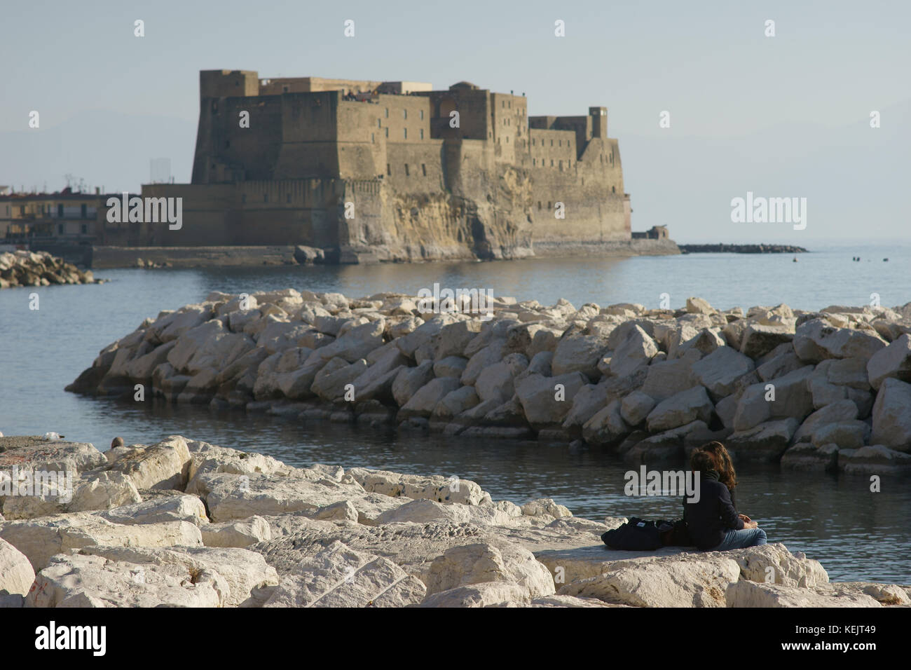 Castel dell'Ovo a Napoli, Italia Foto Stock