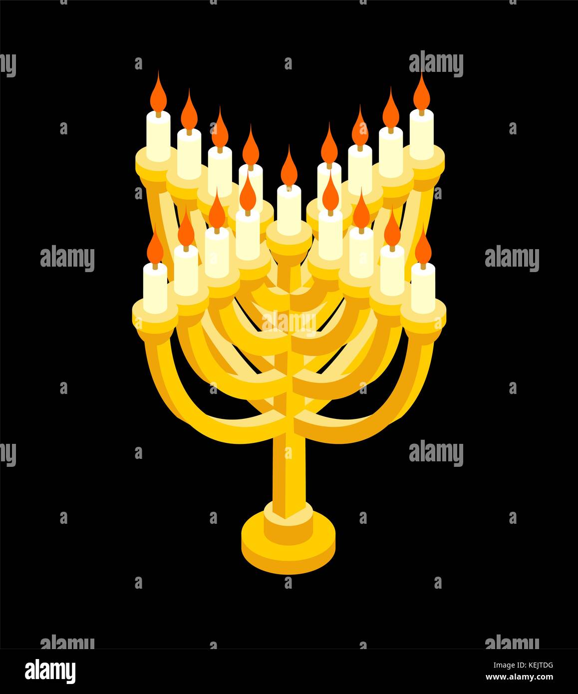 Il menorah isometry per la festa ebraica tradizionale il candelabro religiosa. Israele è celebrazione. illustrazione vettoriale Illustrazione Vettoriale