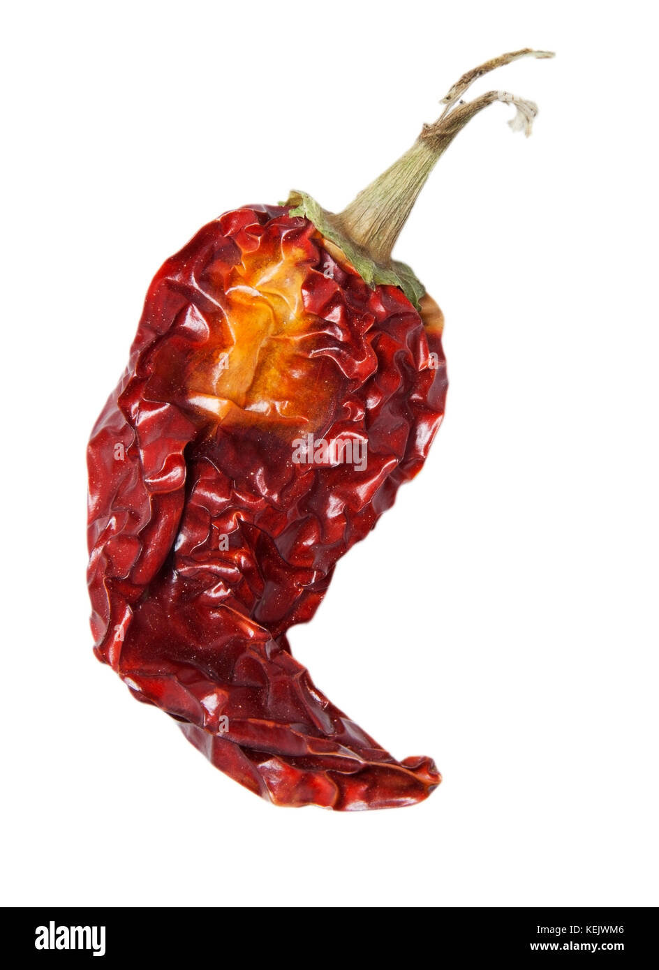 Secchi peperoncino piccante. isolato. verticale. Foto Stock