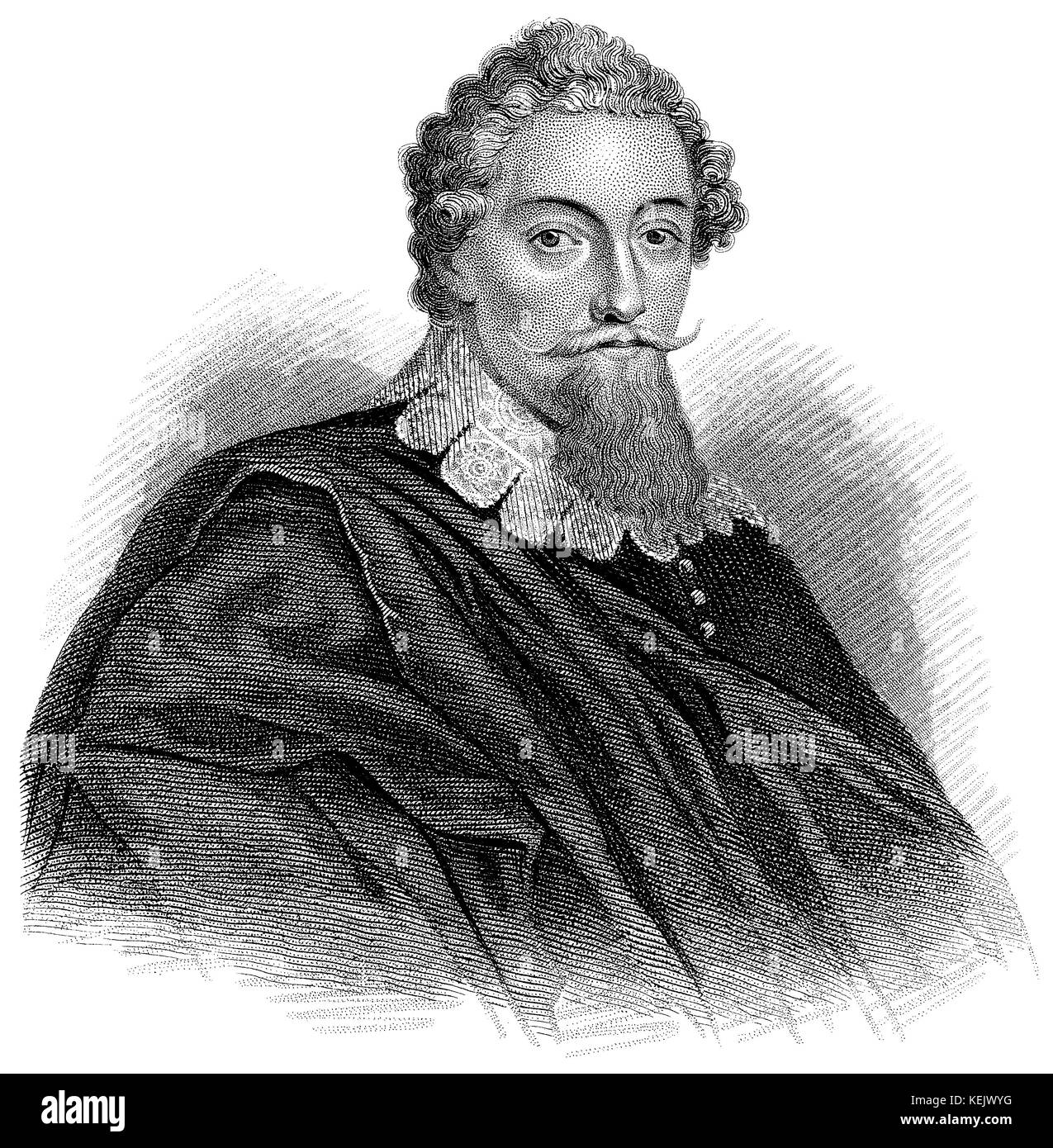 1853 incisione del drammaturgo e poeta Francesco Beaumont (1584-1616). Foto Stock