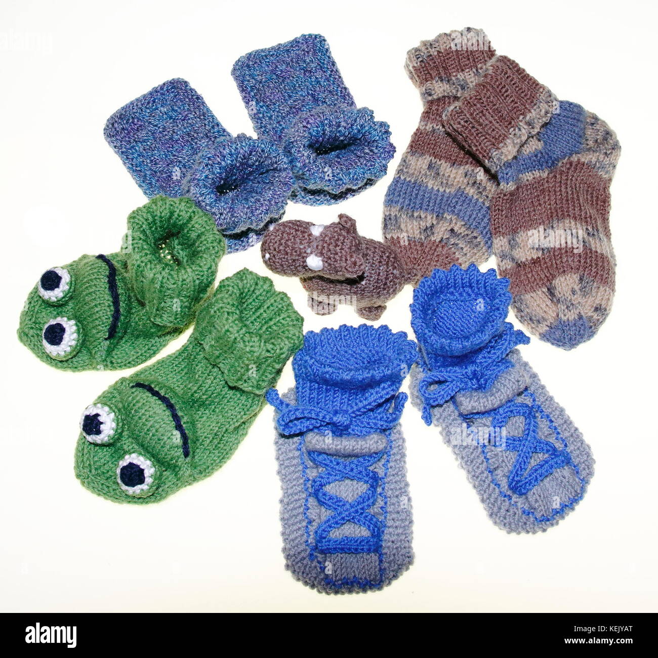 Kinder, Baby Socken, Strümpfe, gestrickt, gemischt Foto Stock