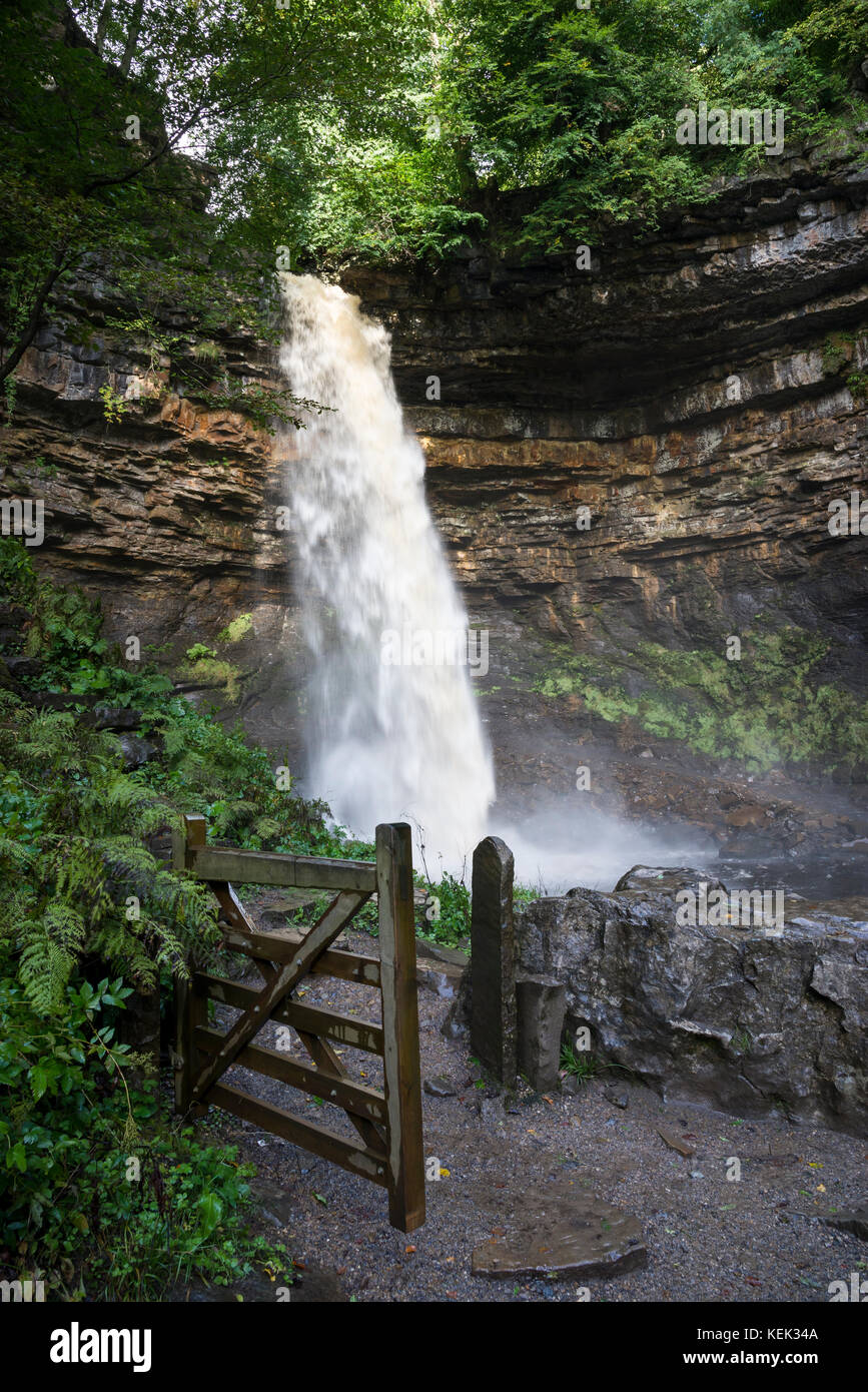 Hardraw Force vicino Hawes nel parco nazionale Yorkshire Dales, Inghilterra. Foto Stock