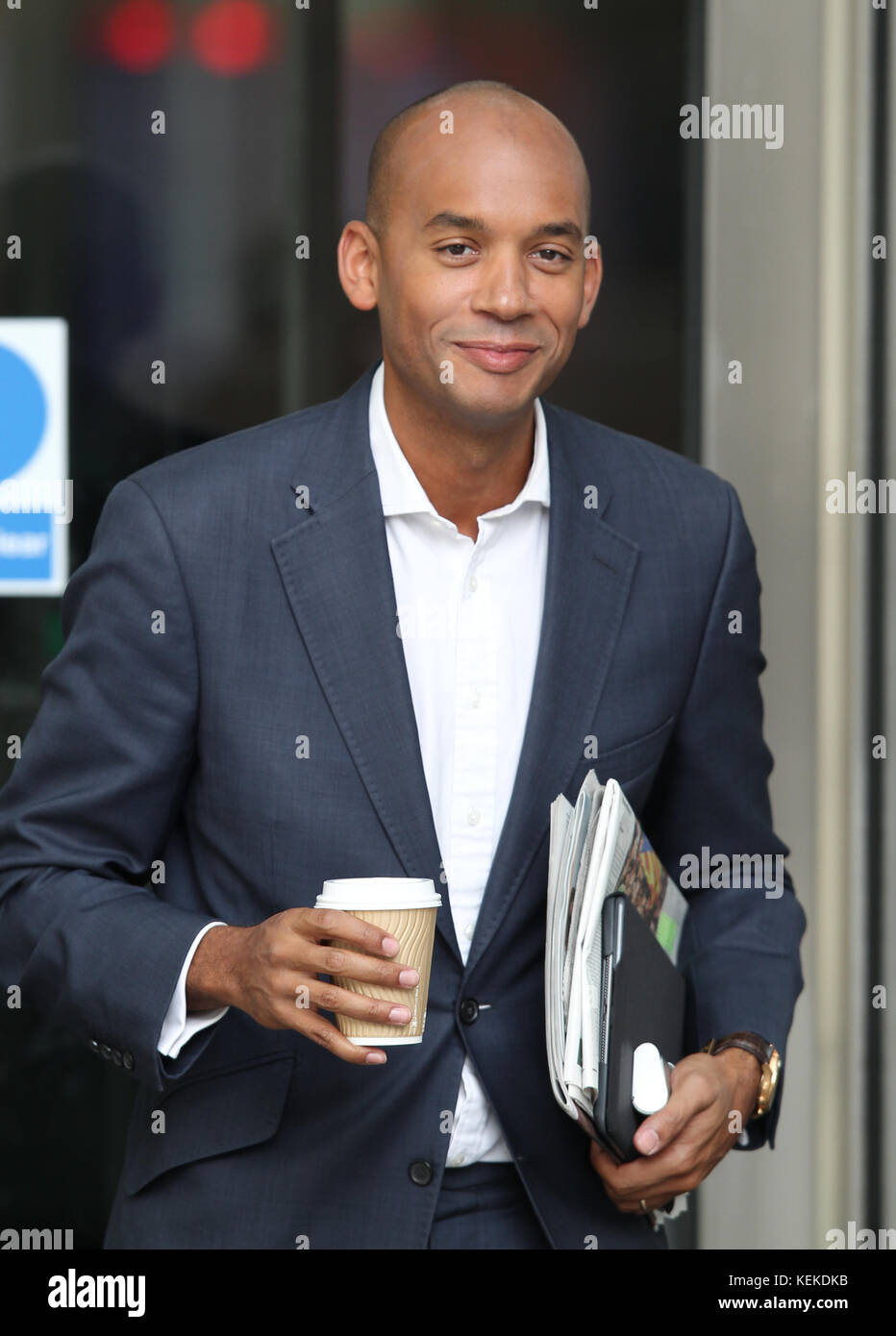 Londra, Regno Unito. 22 ottobre, 2017. chuka umunna politico del lavoro assiste la BBC andrew marr show alla BBC Studios di Londra credito: wfpa/alamy live news Foto Stock