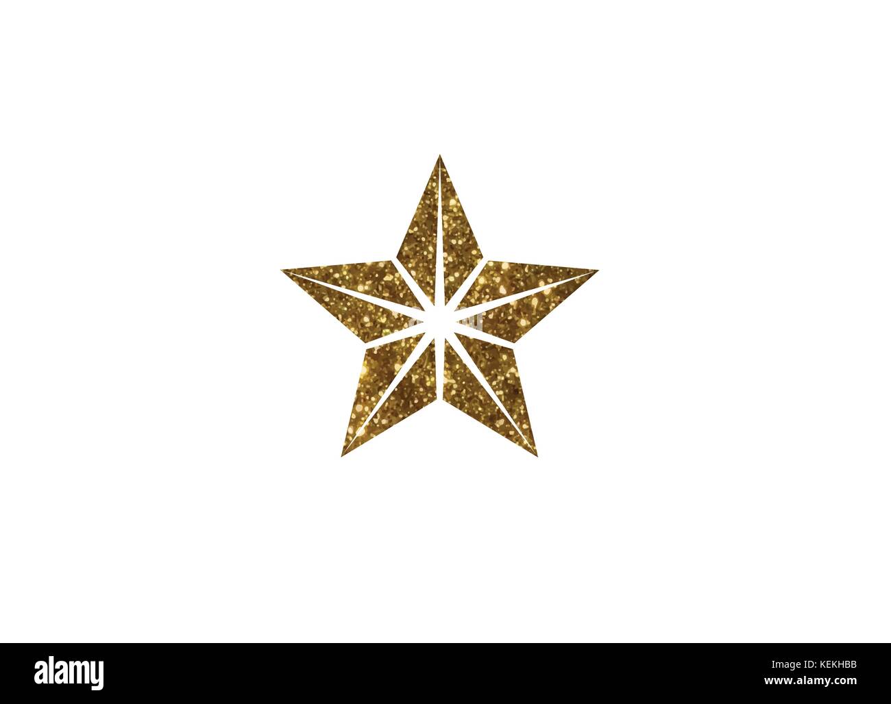Il vettore golden glitter recensione icona a forma di stella su sfondo bianco Illustrazione Vettoriale