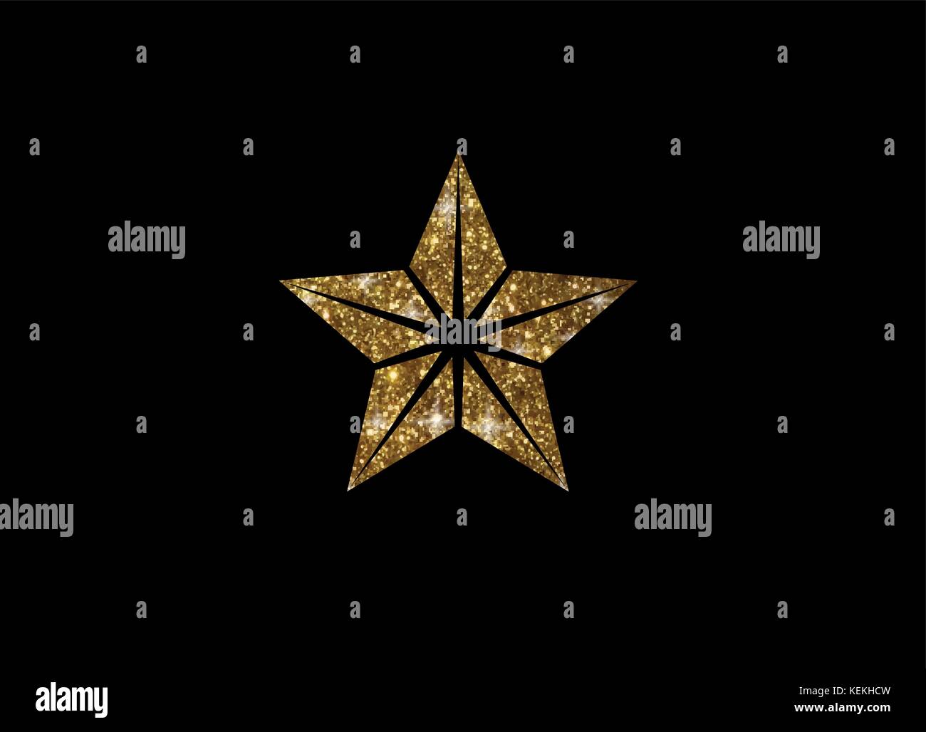 Il vettore golden glitter recensione icona a forma di stella su sfondo nero Illustrazione Vettoriale