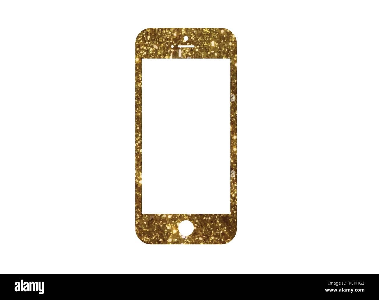 Il vettore golden glitter colore oro flat smart phone icona su sfondo bianco Illustrazione Vettoriale