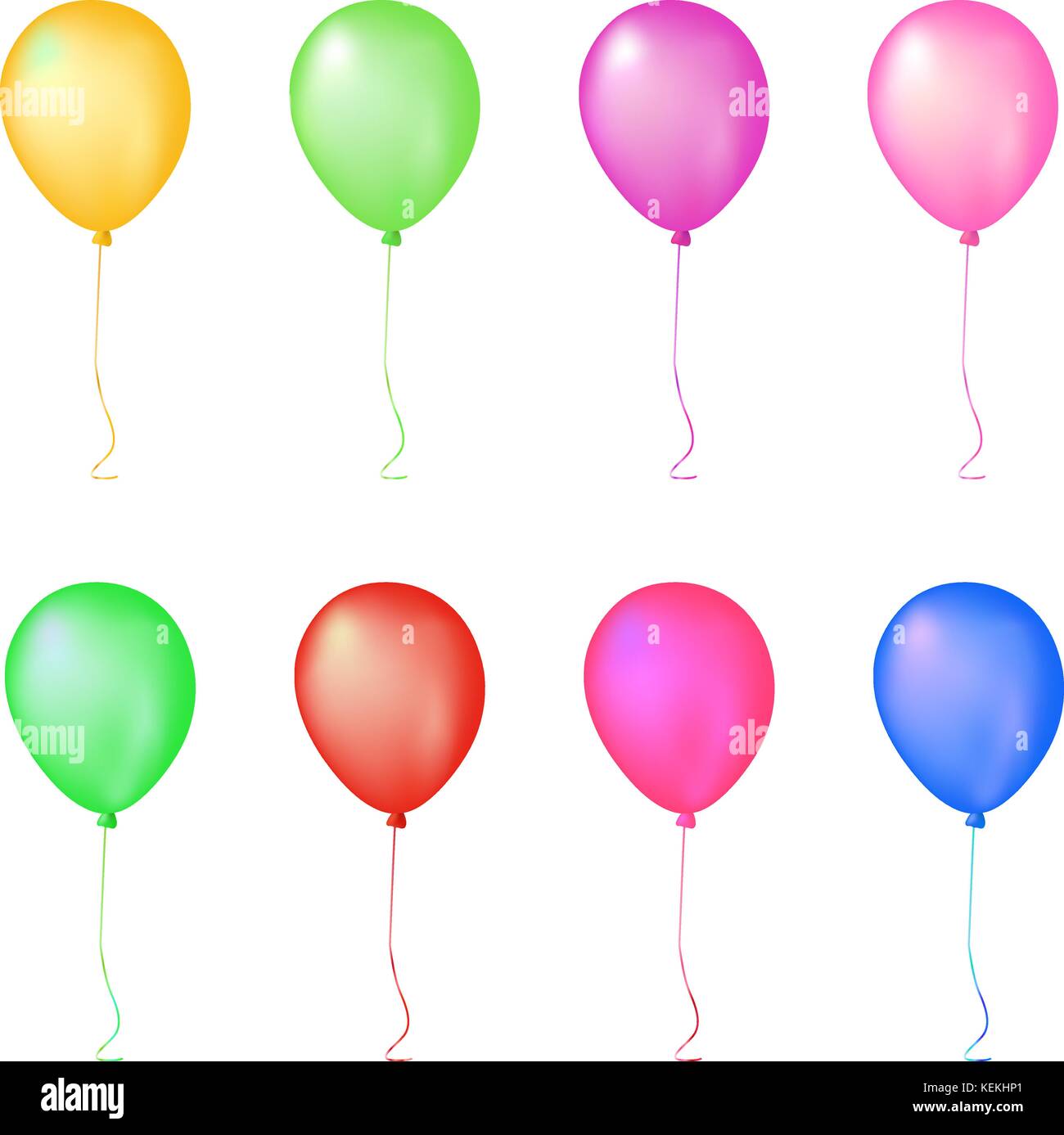Isolato bagliore colorato evento di raccolta aria palloncino su sfondo bianco Illustrazione Vettoriale