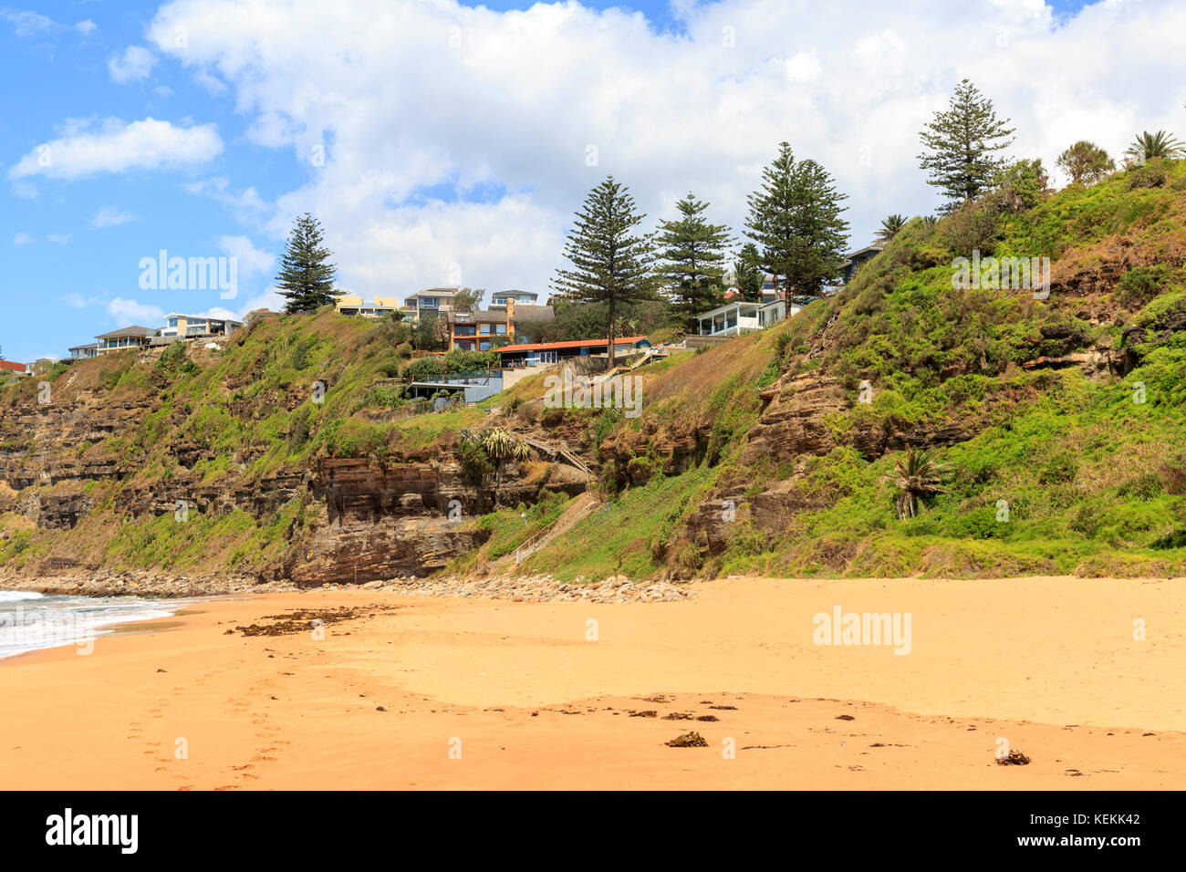 Bungan Beach a Newport, uno di Sydney Nord famose spiagge a nord di Sydney, Nuovo Galles del Sud, Australia Foto Stock