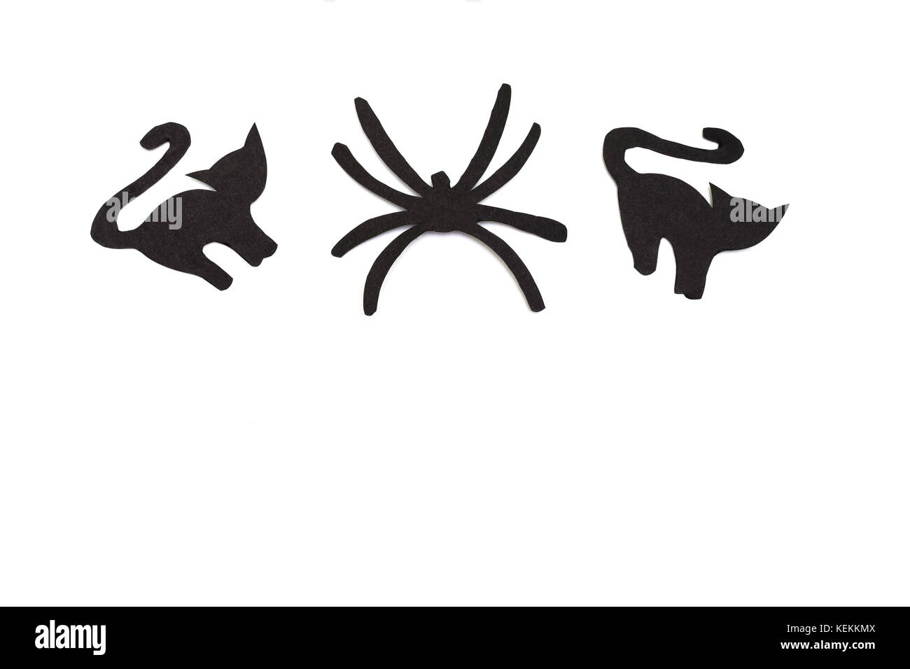 Sagome di gatti neri e ragni scolpito in carta nera sono isolati su bianco per la festa di Halloween. Concetto di Halloween Foto stock - Alamy