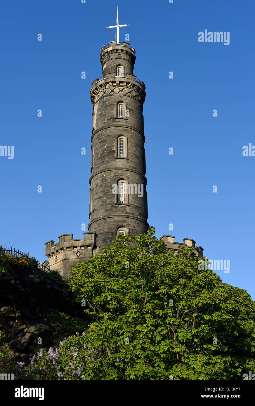 Monumento Nelson su Calton Hill in Edinburgh Foto Stock