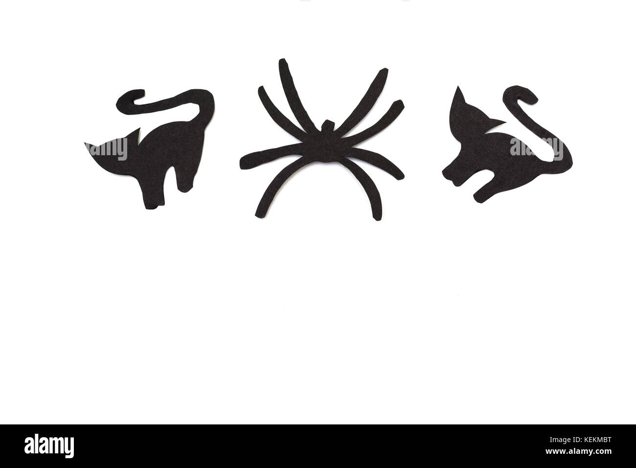 Sagome di gatti neri e ragni scolpito in carta nera sono isolati su bianco per la festa di Halloween. Concetto di Halloween Foto stock - Alamy