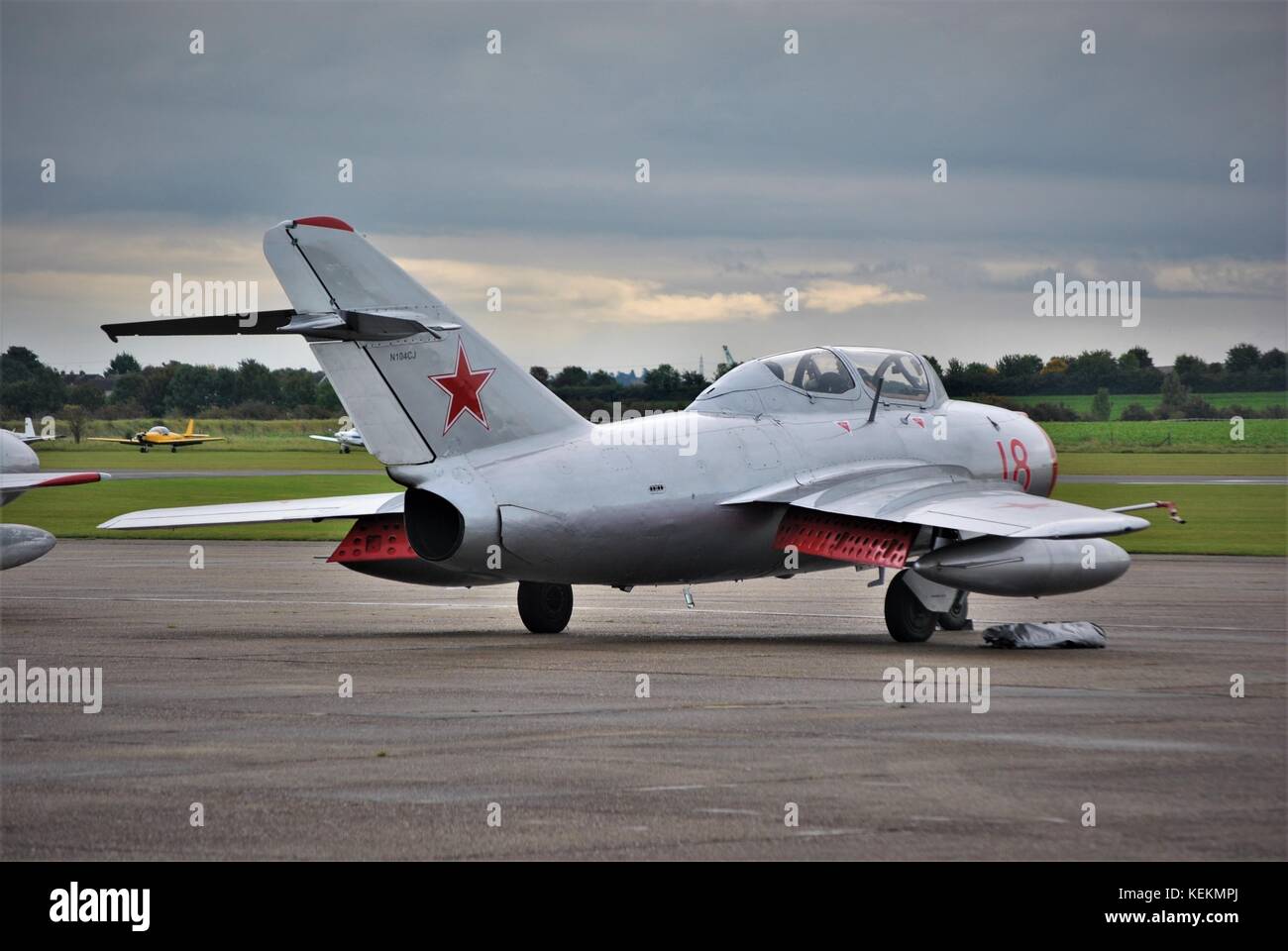 Ming 15 parcheggiato a Duxford in attesa di visualizzare nel 2017. Vista da dietro.dipinte di marcature di uri Gagarin Foto Stock