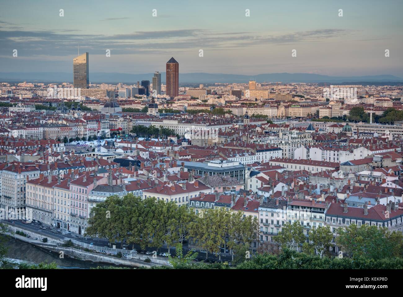 Lione, Panorama von basilica Notre Dame de Fourviere - Lyon, Panorama dalla basilica Notre Dame de Fourviere Foto Stock