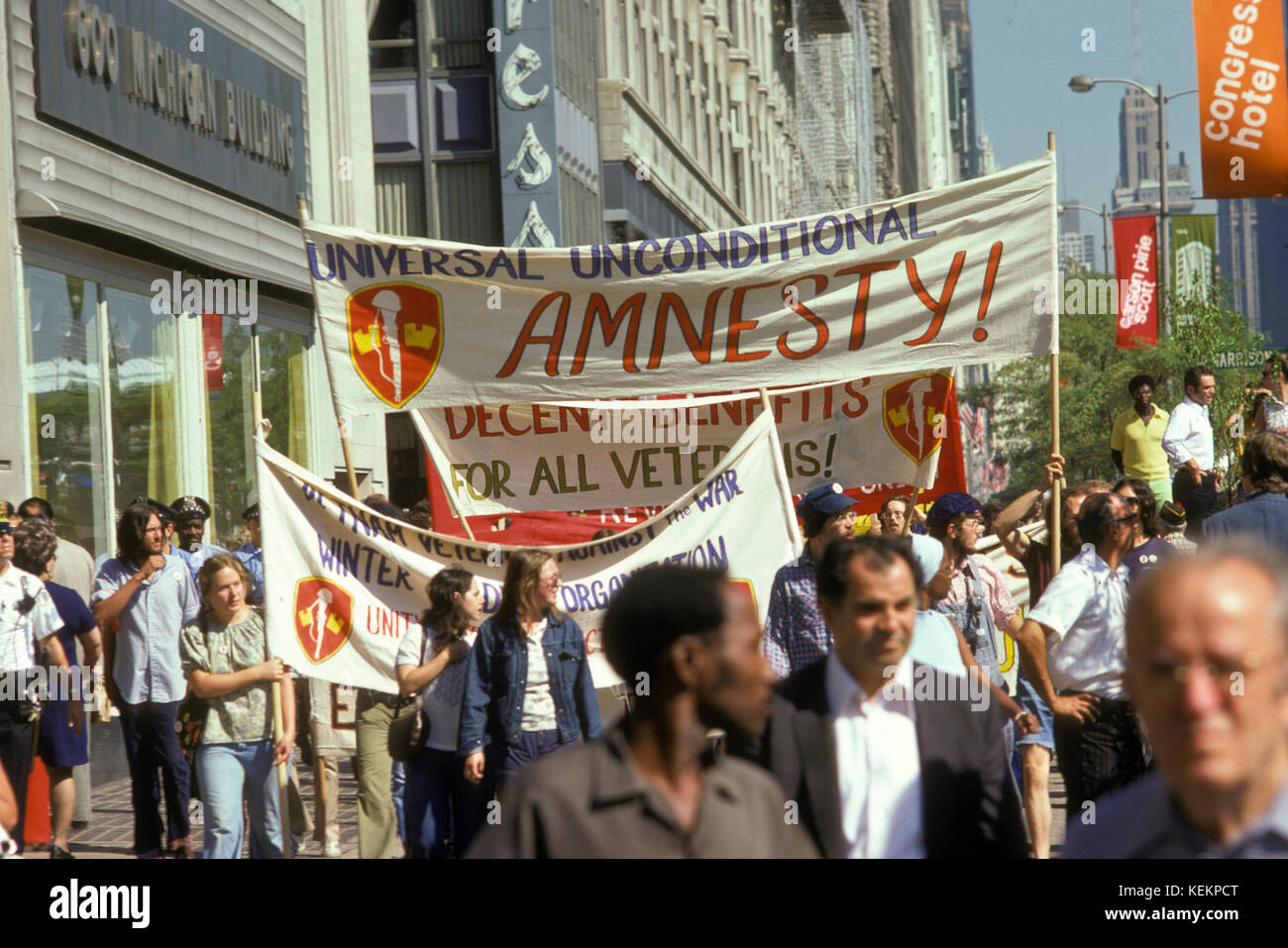 Guerra del Vietnam protesta, Chicago, Settembre 1974 Foto Stock