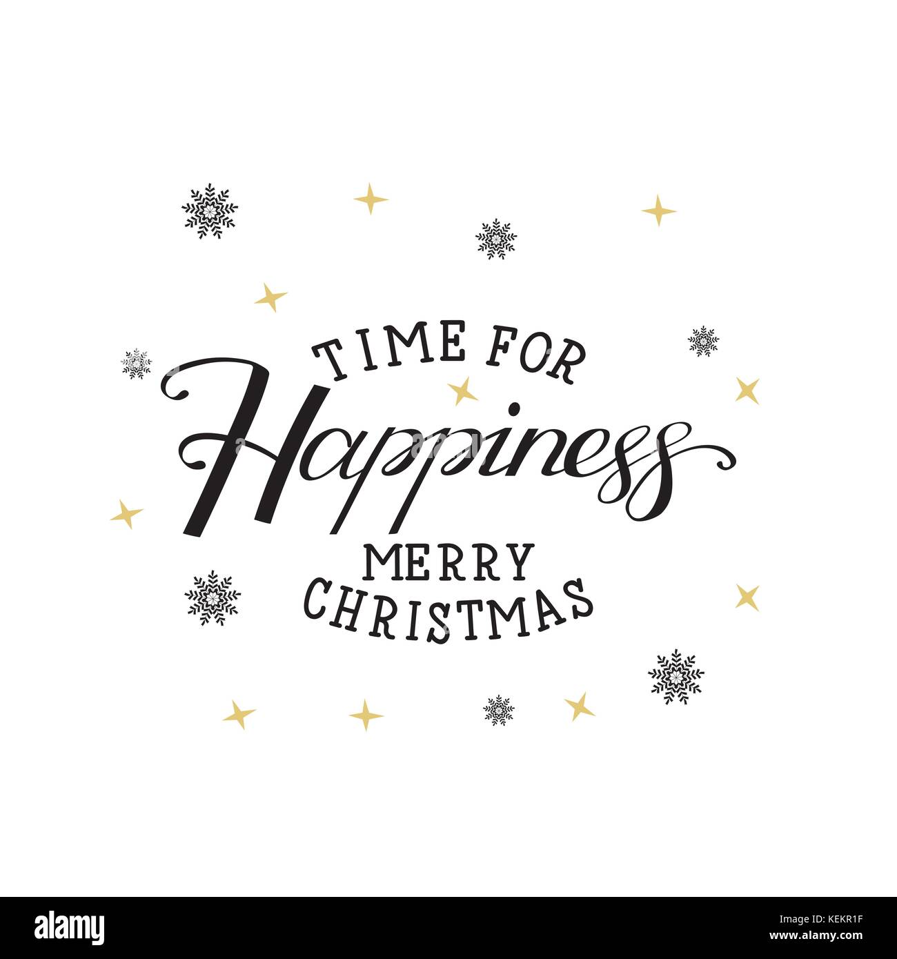 Il tempo per la felicità. Auguri di Buon Natale. Vacanze di Natale stampa vettoriale. Illustrazione Vettoriale