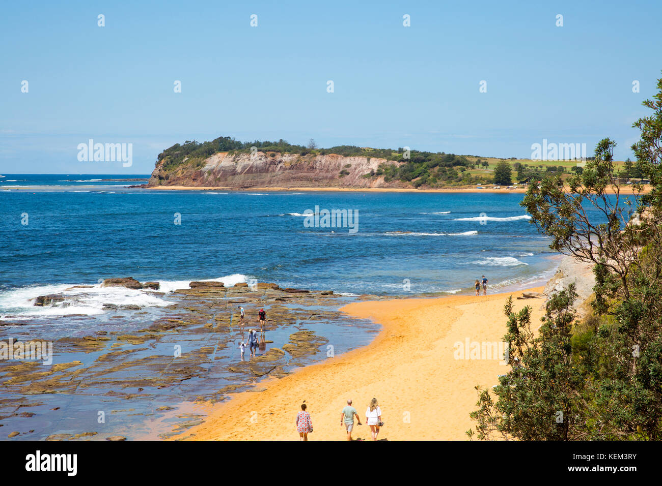 Collaroy spiaggia e vista a sud verso la barriera corallina lunga riserva acquatica,operazioni automatiche di fine campo nord di Sydney, Australia Foto Stock