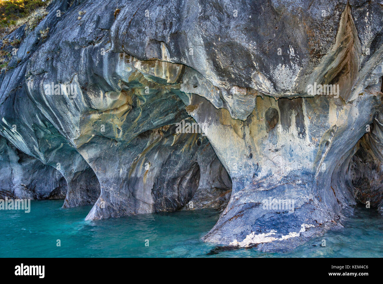 Cattedrale di marmo, cave di marmo Cuevas de Marmol, Lago General Carrera, Patagonia, Cile Foto Stock