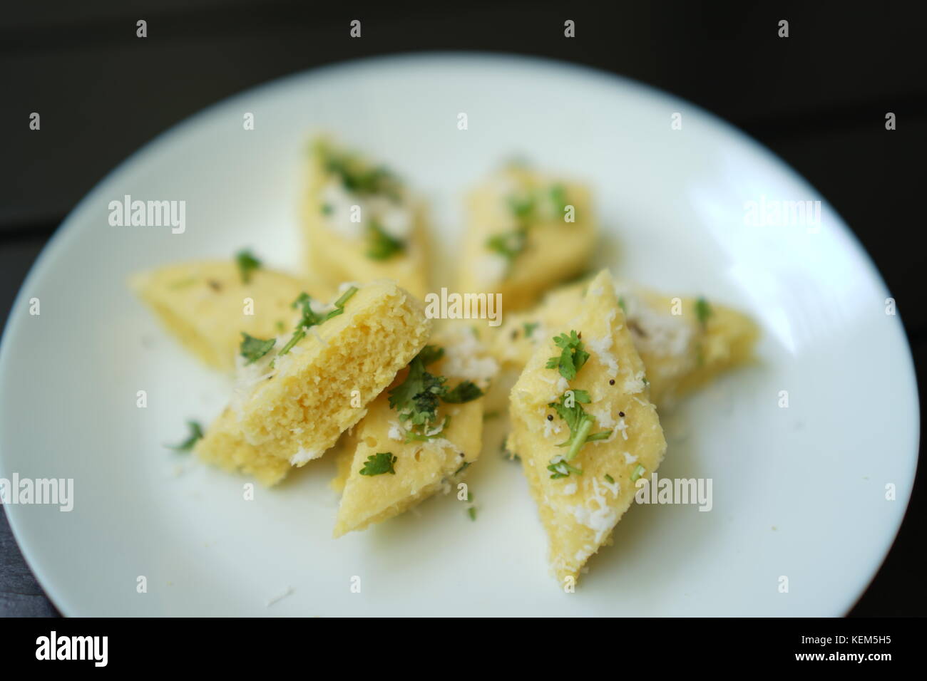 Dhokla snack indiano Foto Stock