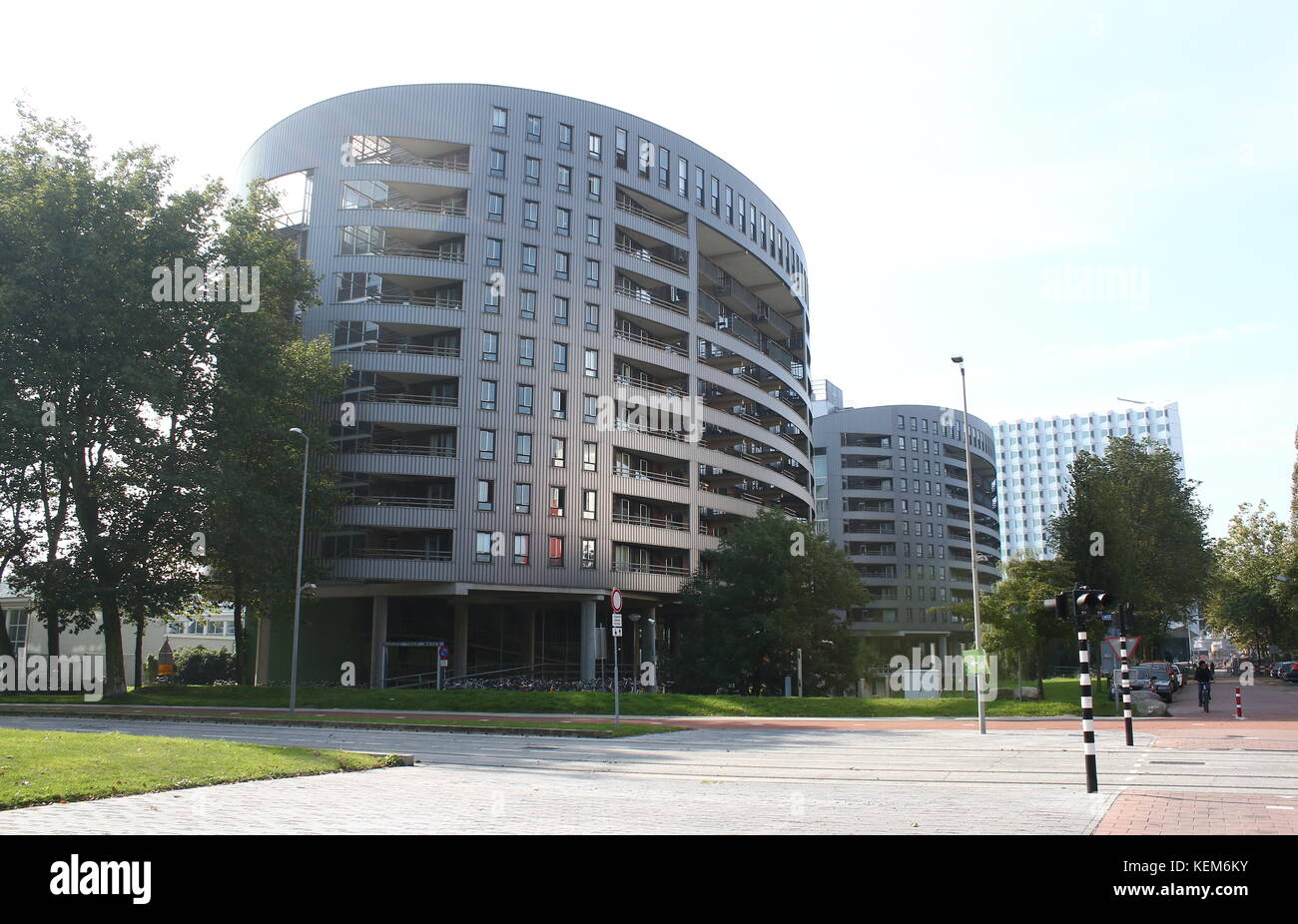 Case dello studente, il complesso di appartamenti torre dei blocchi a Delft Technical University campus, Paesi Bassi Foto Stock