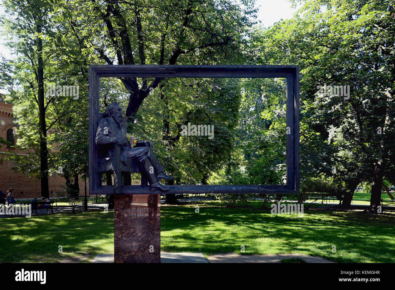 Jan matejko monumento, il Planty Gardens, Cracovia in Polonia Foto Stock