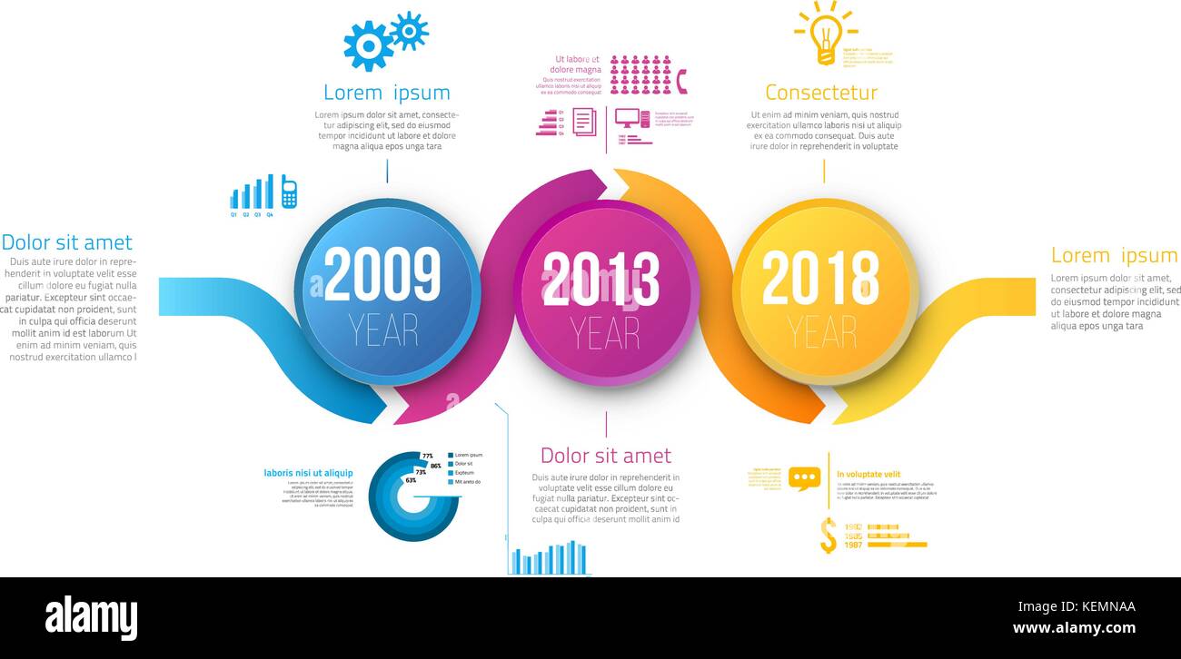 Diagrammi di processo con fasi infographics Illustrazione Vettoriale