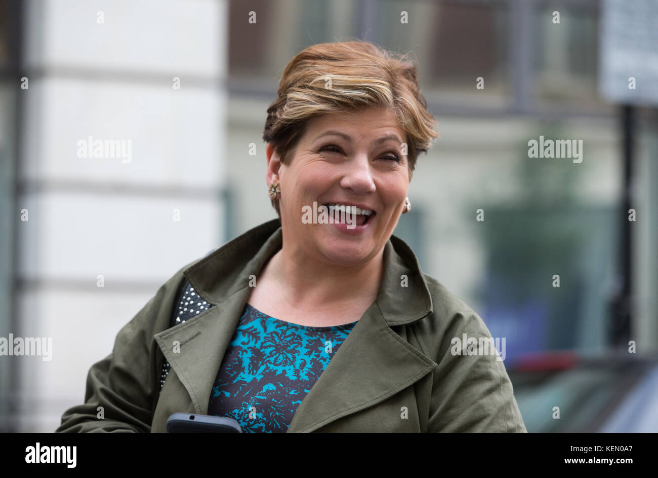 Emily Thornberry, Shadow Segretario di Stato per gli affari esteri e MP per Islington Sud e Finsbury, lascia la BBC dopo che compaiono sul Andrew Marr Show Foto Stock