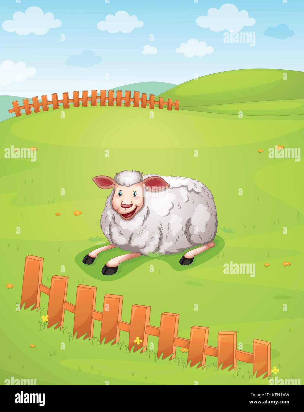 Una pecora al campo Illustrazione Vettoriale