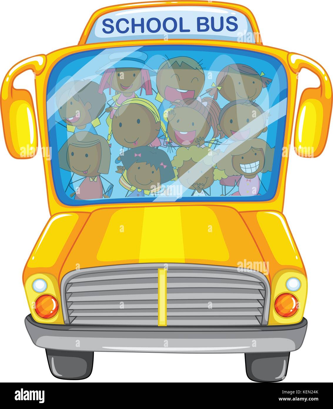 Illustrazione di molti bambini su un bus Illustrazione Vettoriale