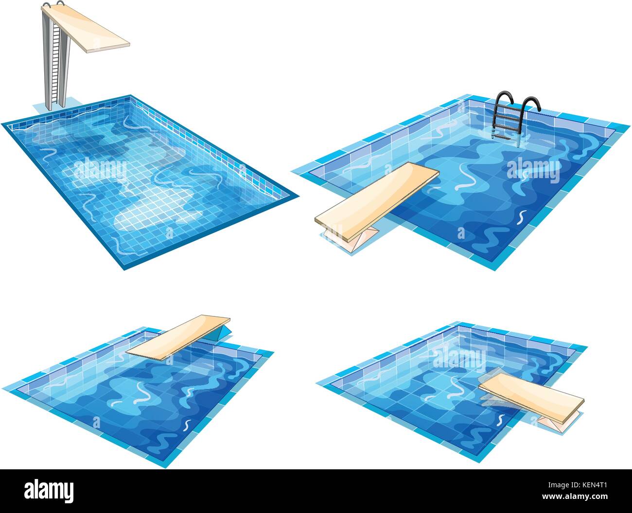 Illustrazione del complesso di piscine su sfondo bianco Illustrazione Vettoriale