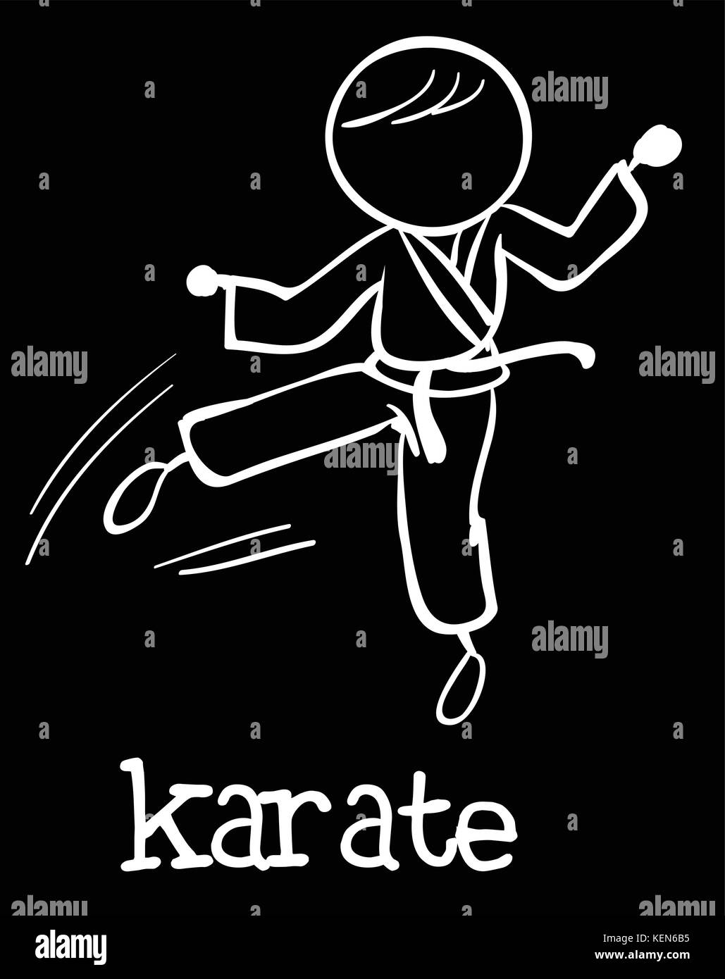 Illustrazione di stickman praticare il karate Illustrazione Vettoriale
