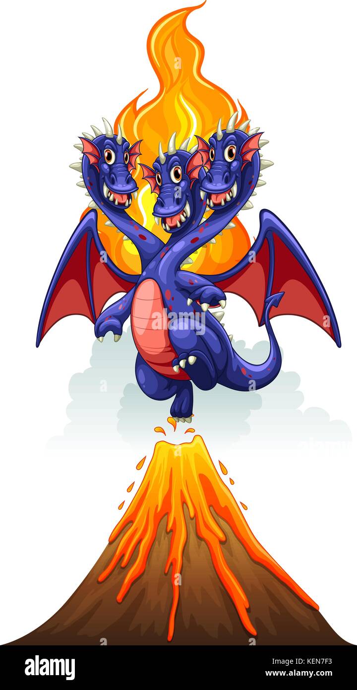 Dragon uscente da un vulcano Illustrazione Vettoriale