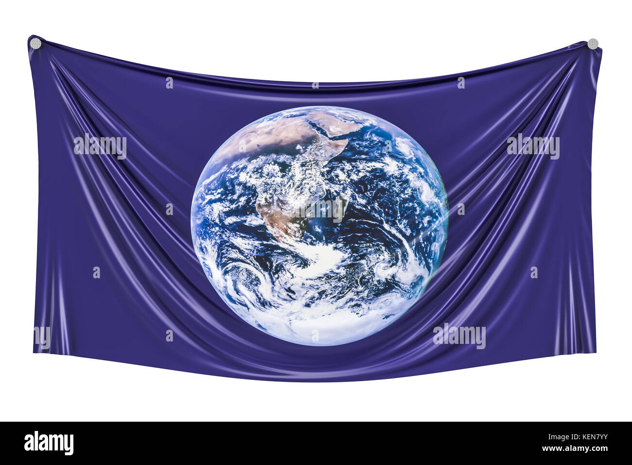 Bandiera della terra appeso al muro, rendering 3D Foto Stock