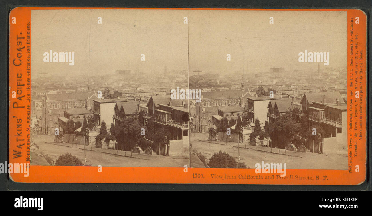 Vista dalla California e Powell strade, S.F, da Robert N. Dennis raccolta di vista stereoscopica 6 Foto Stock
