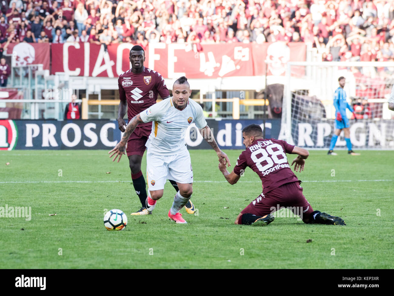 Radja Nainggolan (Roma) durante la partita di serie A: Torino FC vs AS Roma allo Stadio Olimpico grande Torino. La Roma vince 0-1. Torino, Italia 22 ottobre 2017 Foto Stock