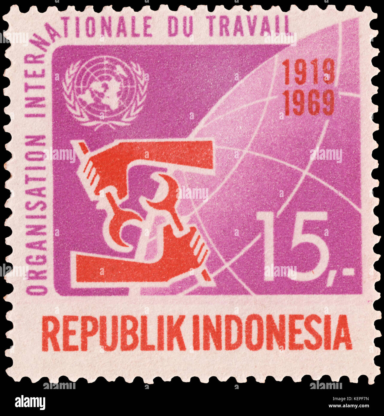 Organizzazione internazionale del lavoro, 15rp (1969) Foto Stock