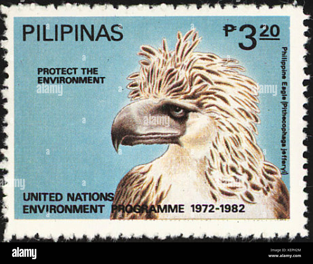 Pithecophaga jefferyi 1982 timbro delle Filippine Foto Stock