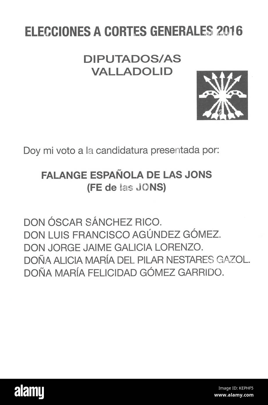 Congreso FE JONS Foto Stock