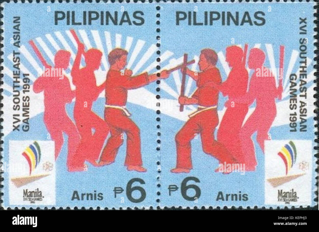 Southeast Asian Games 1991 timbro delle Filippine 2 Foto Stock