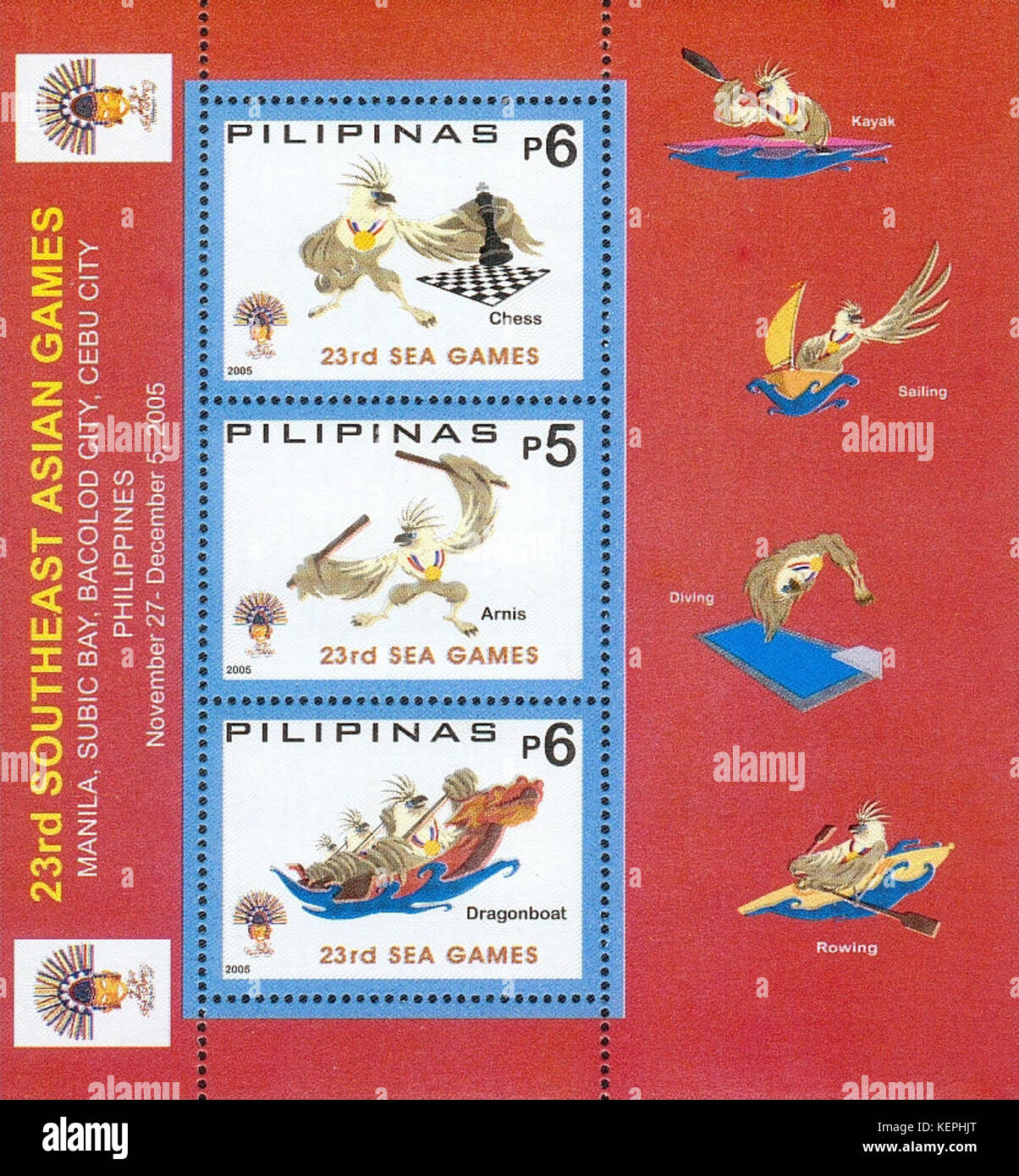 Southeast Asian Games 2005 stampsheet delle Filippine 2 Foto Stock
