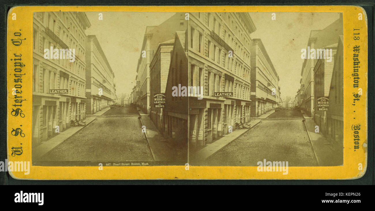 Pearl Street, Massa, DA PARTE DEGLI STATI UNITI I titoli stereoscopici in Co. Foto Stock