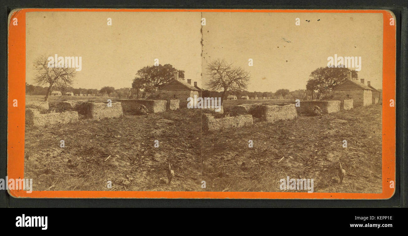 Rovine di quarti slave, Ft. George, da Robert N. Dennis raccolta di vista stereoscopica Foto Stock