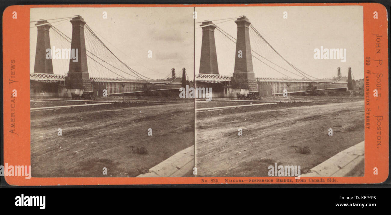 Niagara sospensione ponte, dal lato del Canada, da Soule, John P., 1827 1904 Foto Stock