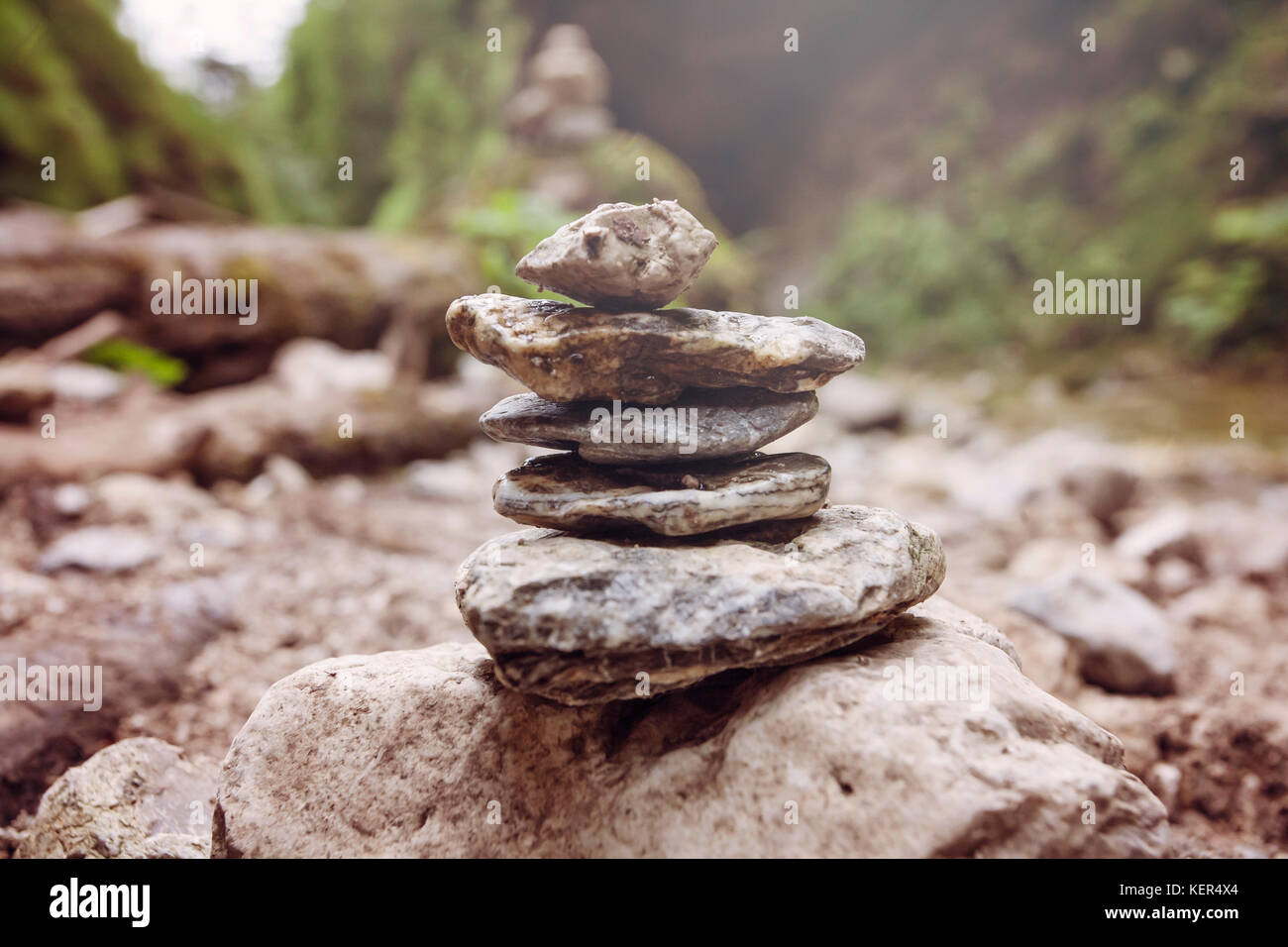 Zen pietre nella natura selvaggia Foto Stock