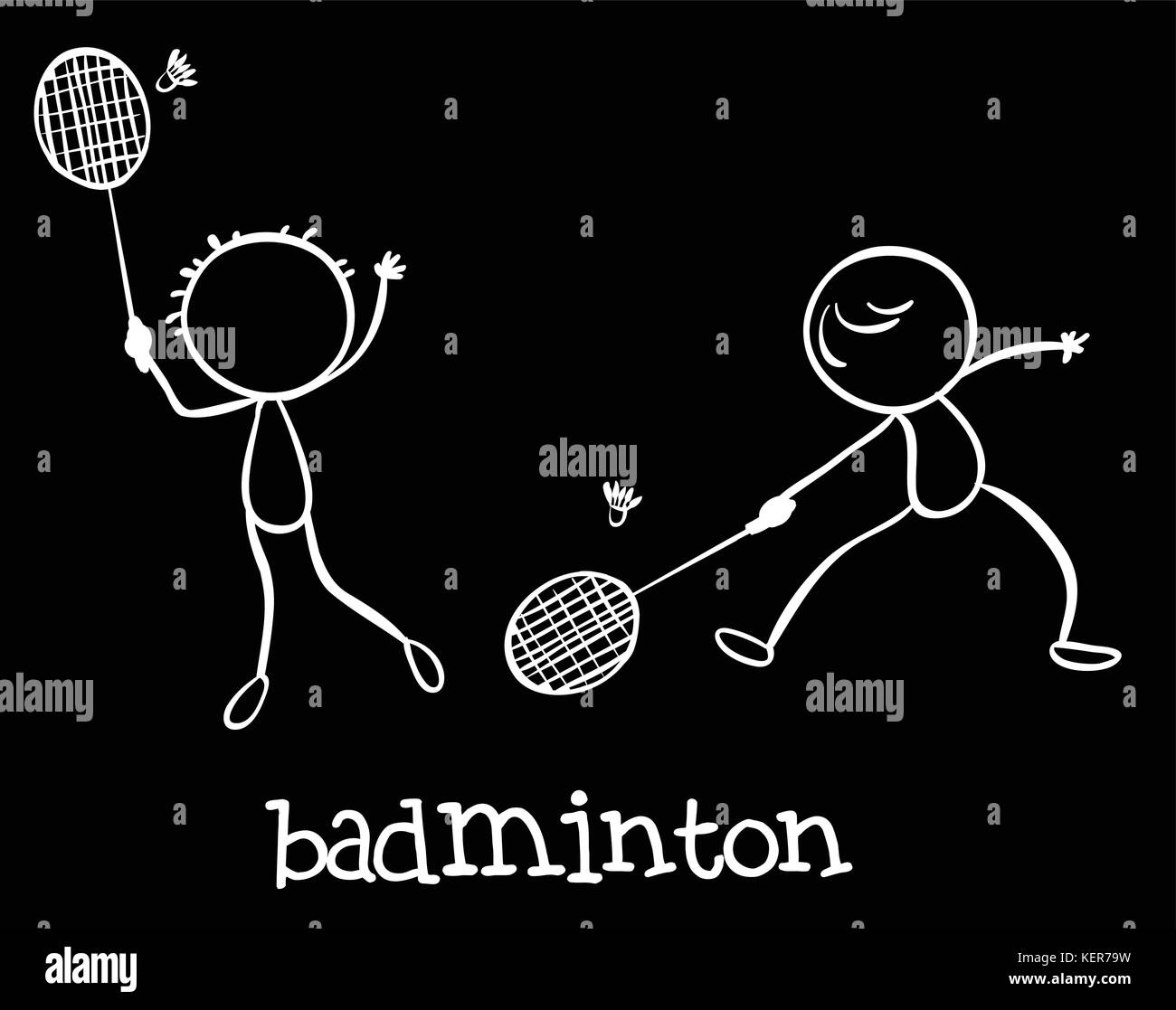 Illustrazione di due uomini la riproduzione di badminton Illustrazione Vettoriale