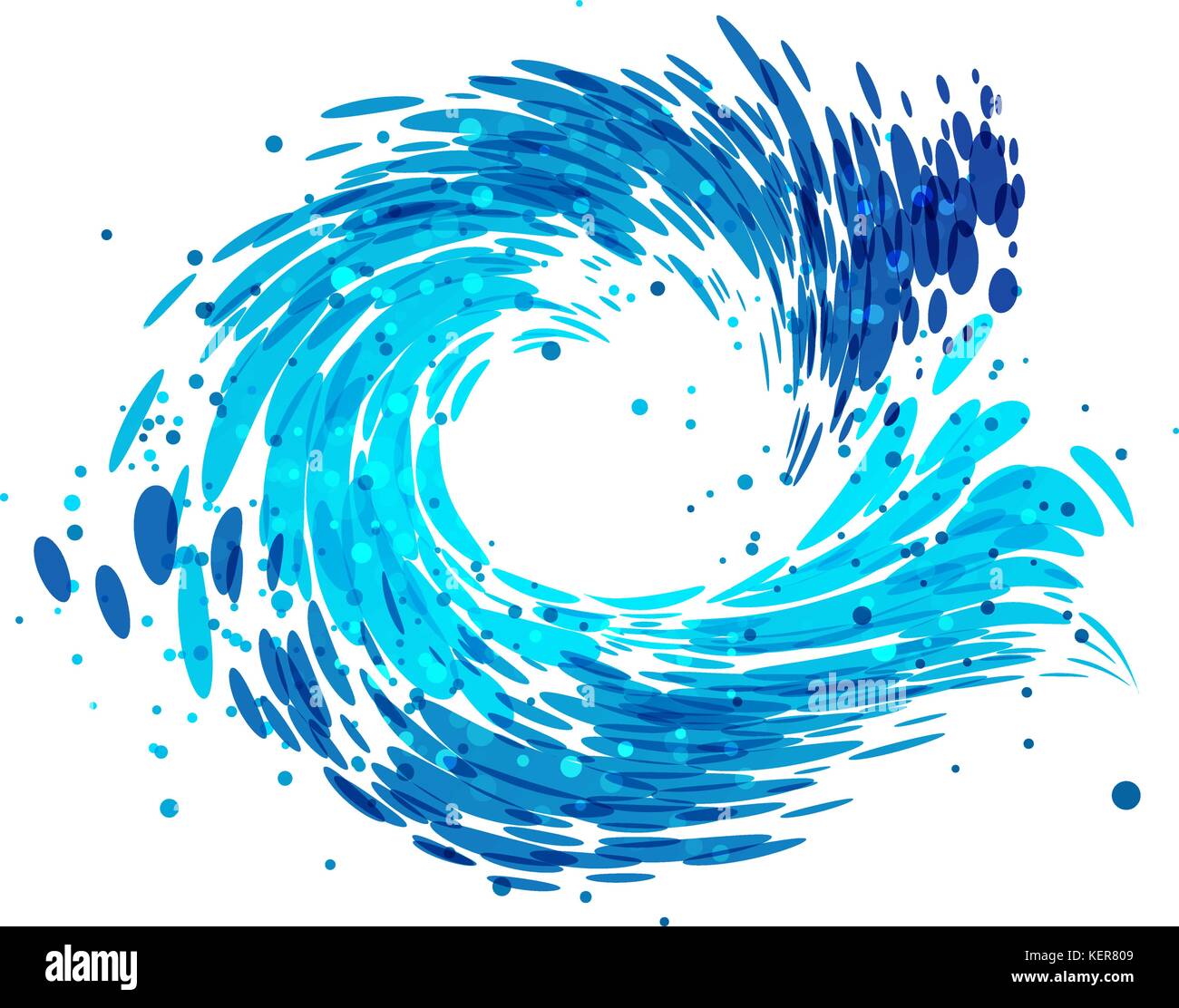 Splash Wave rotonda su sfondo bianco Illustrazione Vettoriale